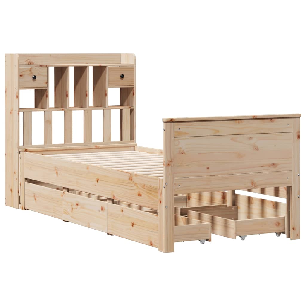 Bookcase Bed without Mattress 100x200 cm Solid Wood Pine