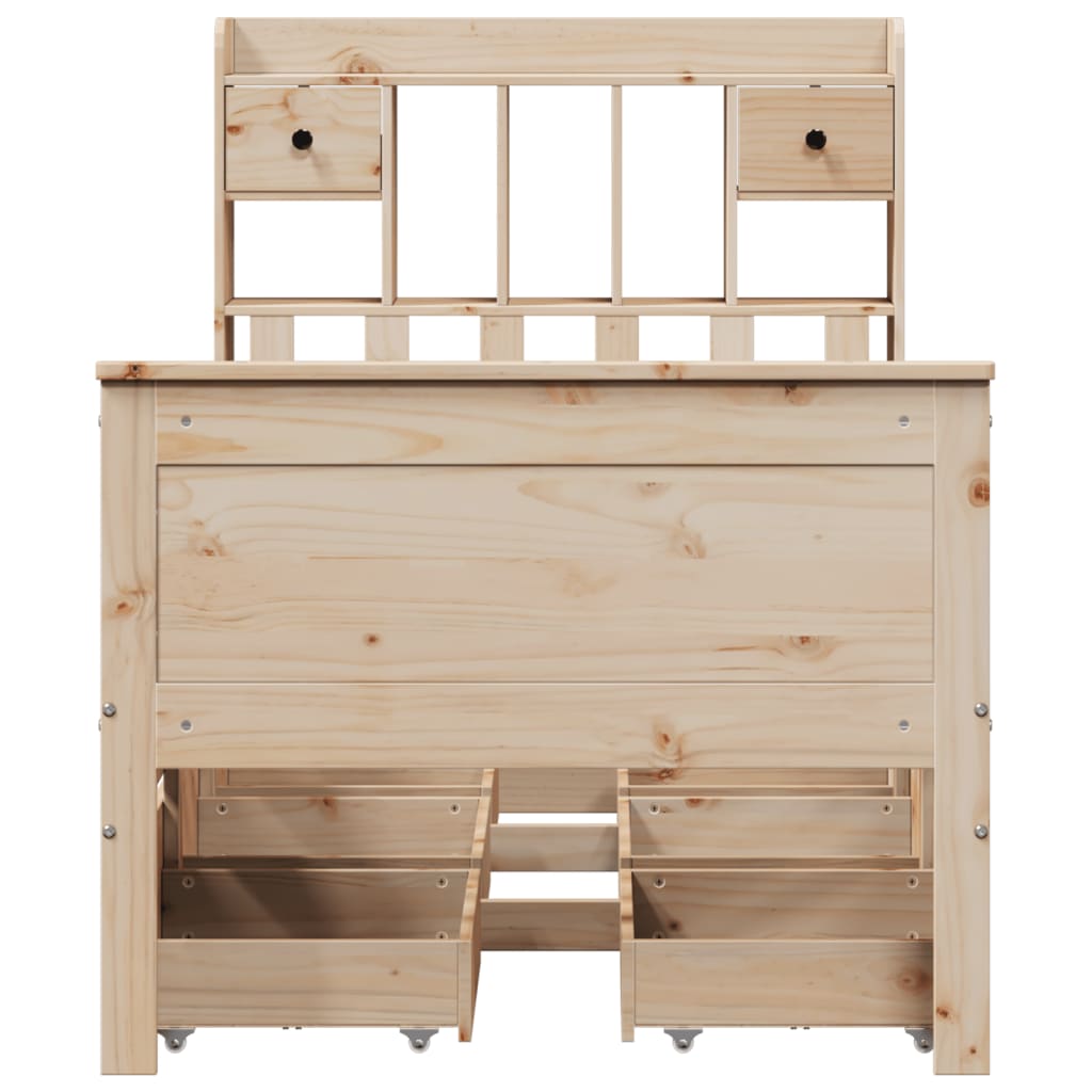 Bookcase Bed without Mattress 100x200 cm Solid Wood Pine