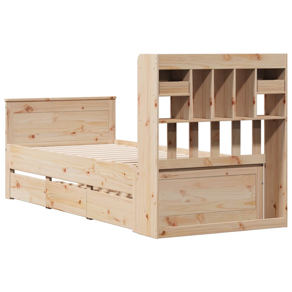 Bookcase Bed without Mattress 90x190 cm Single Solid Wood Pine