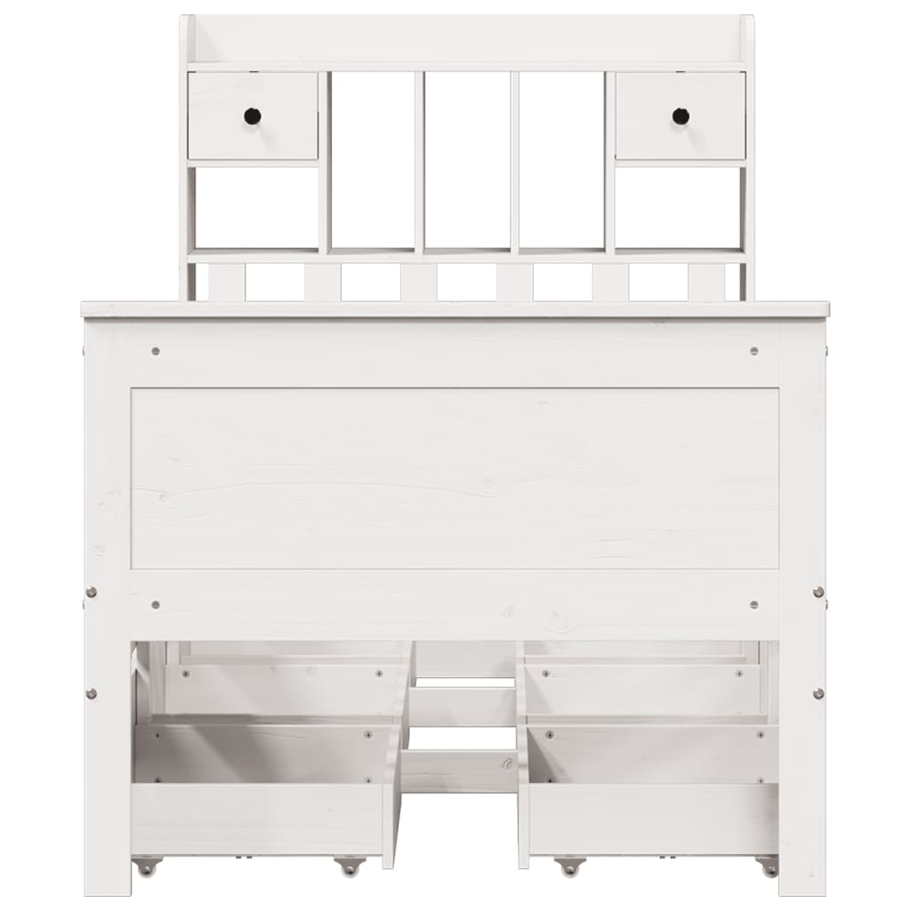 Bookcase Bed without Mattress White 90x190 cm Single Solid Wood Pine