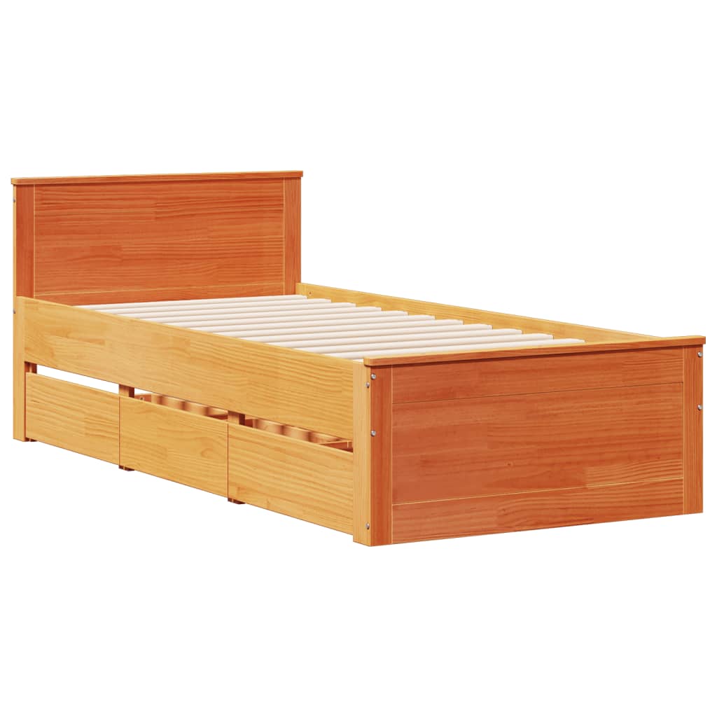 Bookcase Bed without Mattress Wax Brown 75x190 cm Small Single Solid Wood Pine
