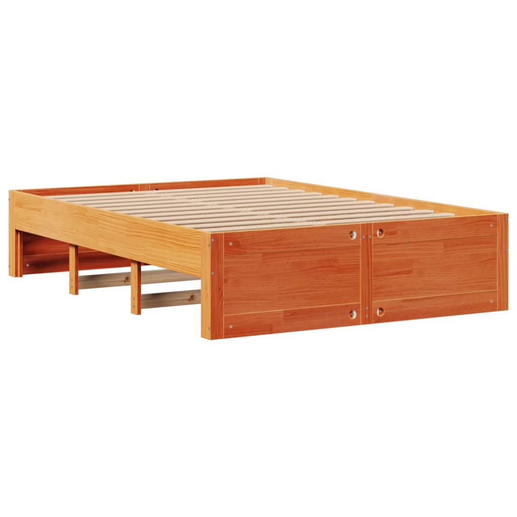Bookcase Bed without Mattress Wax Brown 160x200 cm Solid Wood Pine