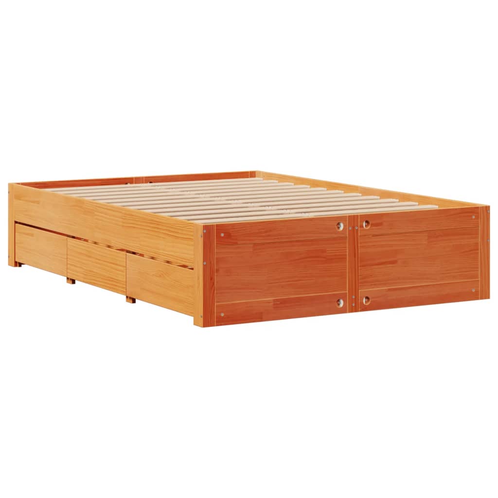 Bookcase Bed without Mattress Wax Brown 140x190 cm Solid Wood Pine