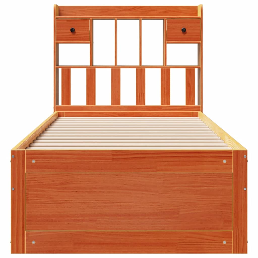 Bookcase Bed without Mattress Wax Brown 75x190 cm Small Single Solid Wood Pine