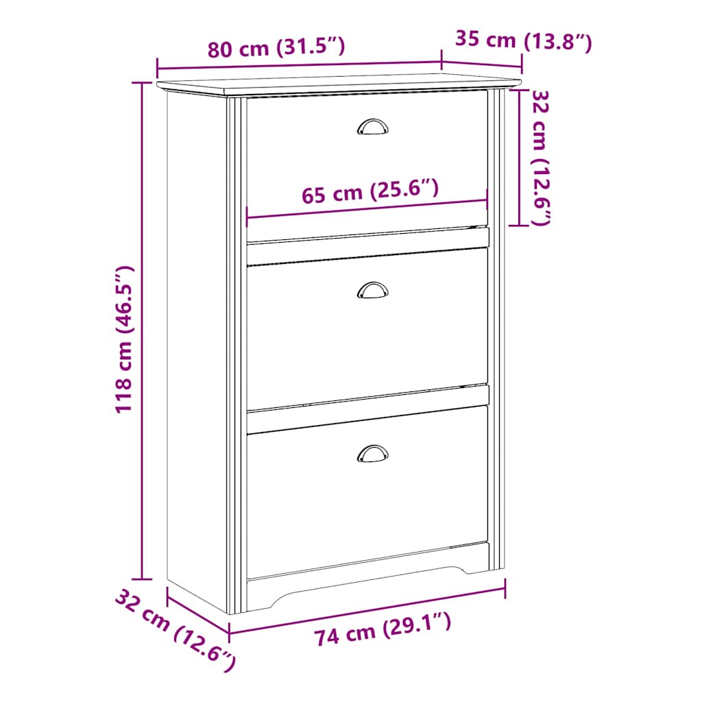 Shoe Rack BODO White and Brown 80x35x118 cm