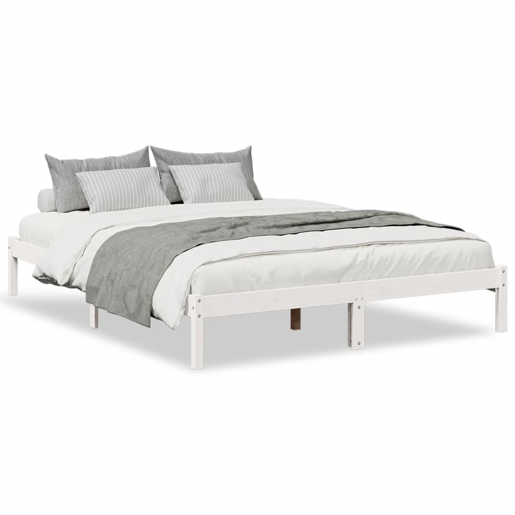 Extra Long Bed Frame without Mattress White 140x210 cm Solid Wood Pine
