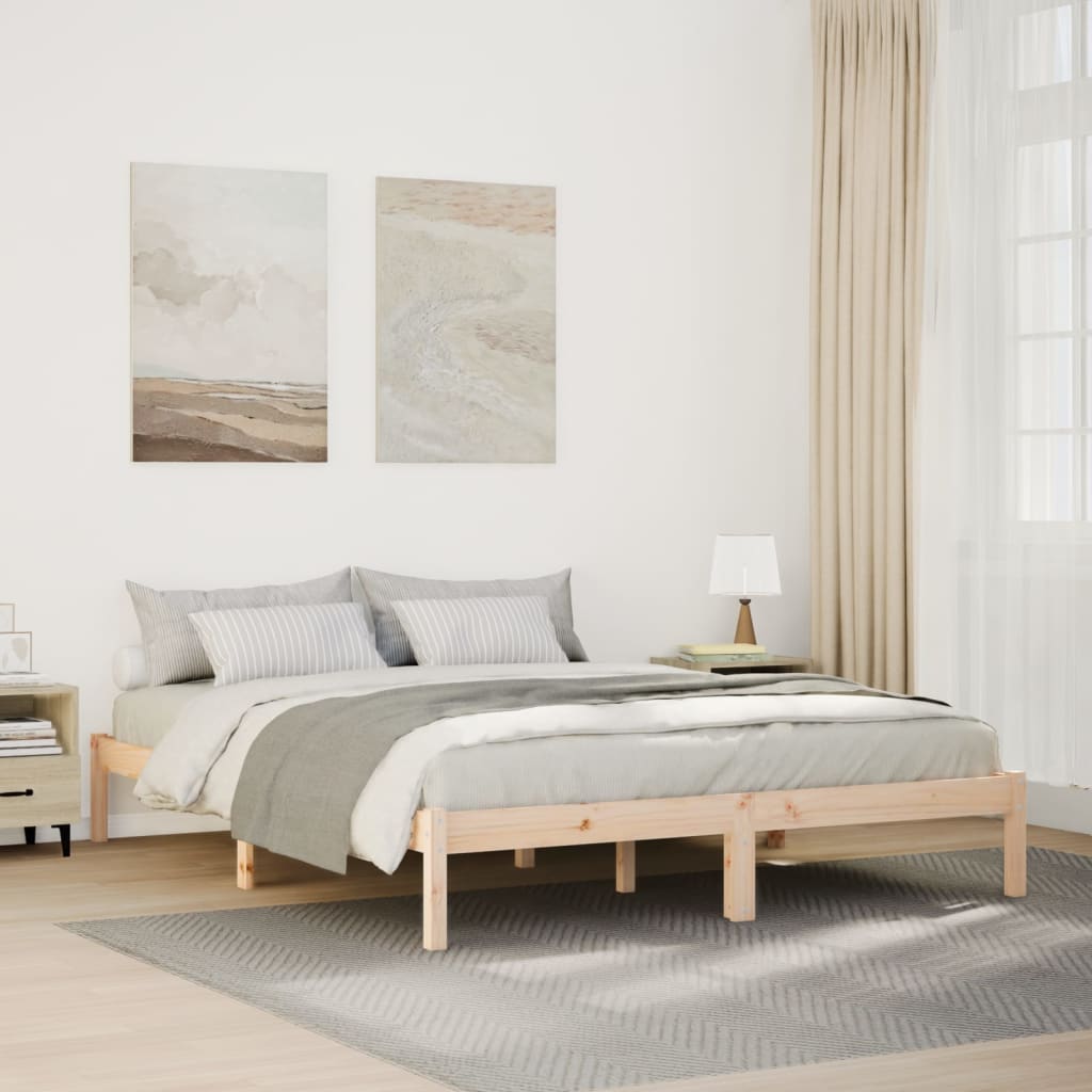 Extra Long Bed Frame without Mattress 160x210 cm Solid Wood Pine