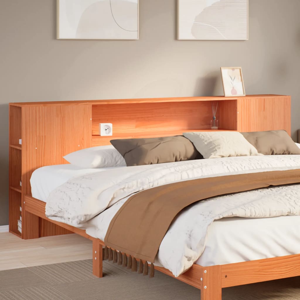 Headboard with Storage Wax Brown 180 cm Solid Wood Pine