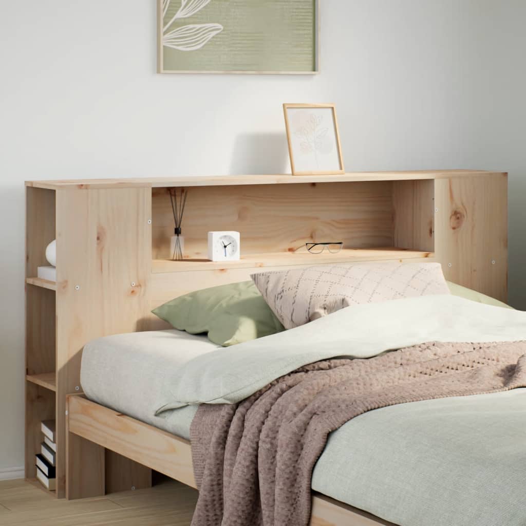 Headboard with Storage 160 cm Solid Wood Pine