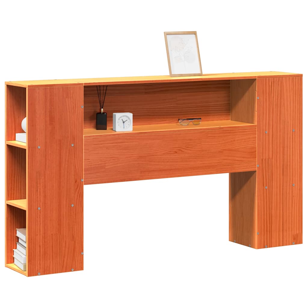 Headboard with Storage Wax Brown 150 cm Solid Wood Pine
