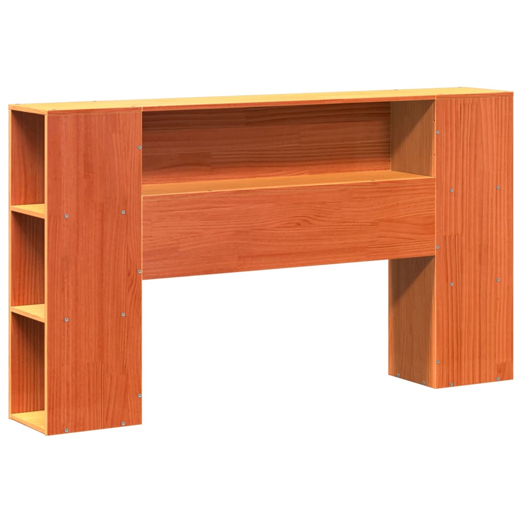 Headboard with Storage Wax Brown 140 cm Solid Wood Pine