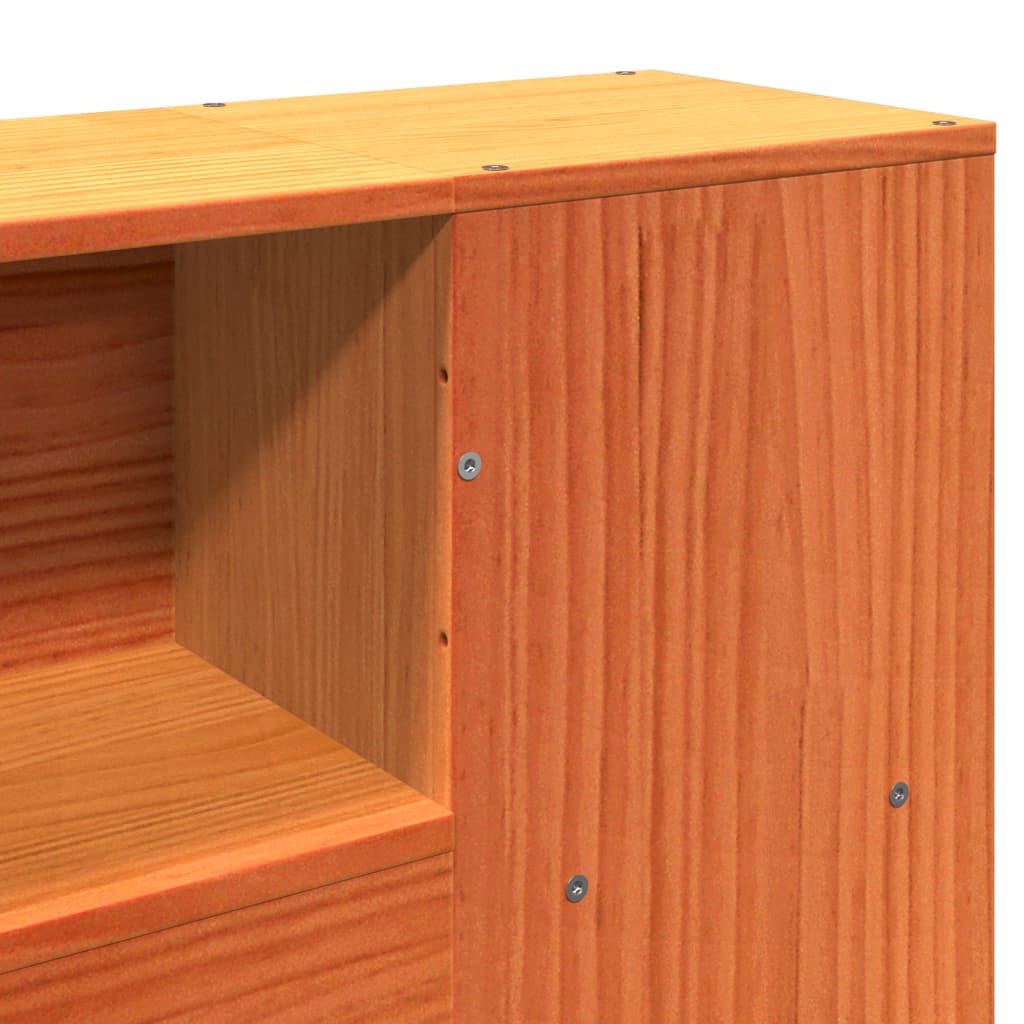 Headboard with Storage Wax Brown 140 cm Solid Wood Pine
