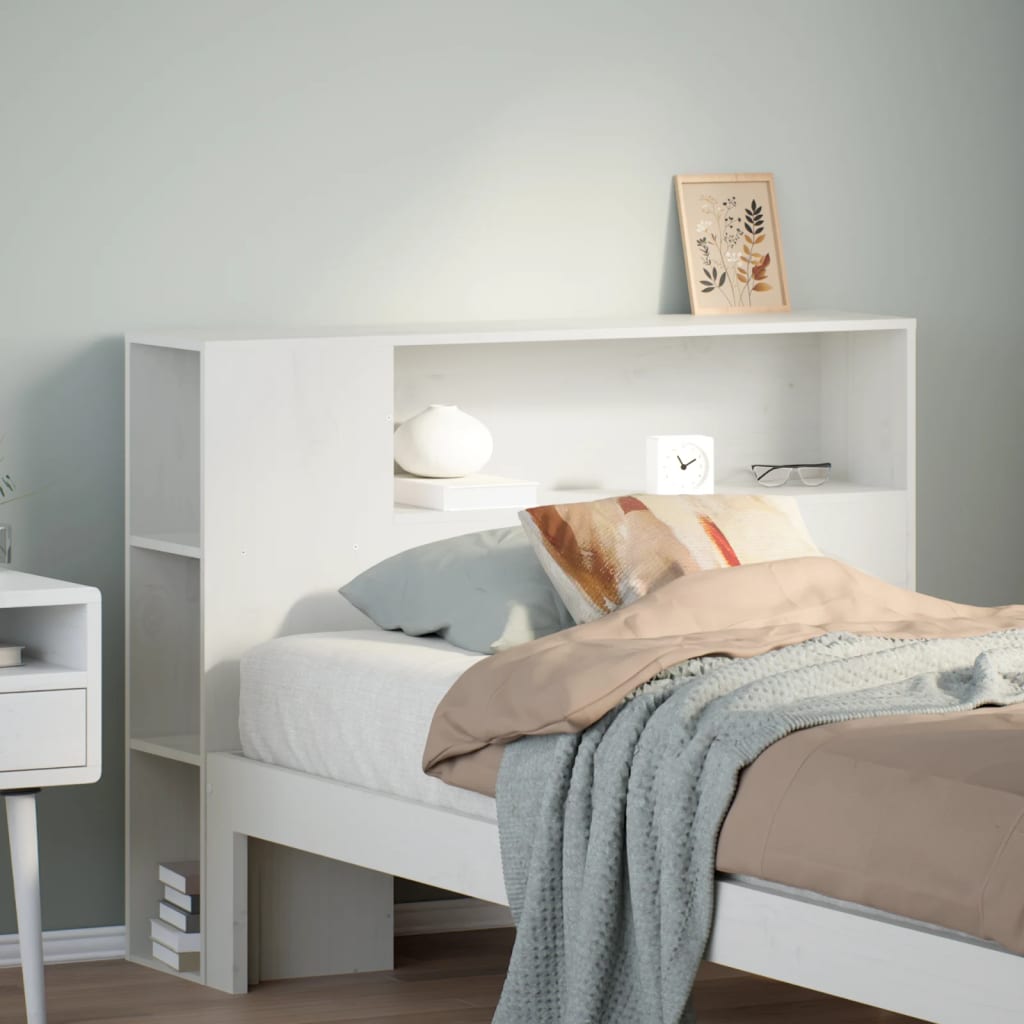 Headboard with Storage White 90 cm Solid Wood Pine