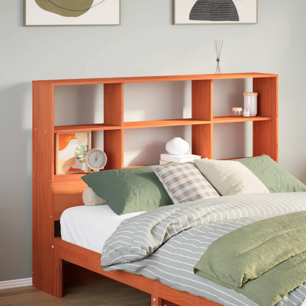 Headboard with Storage Wax Brown 140 cm Solid Wood Pine
