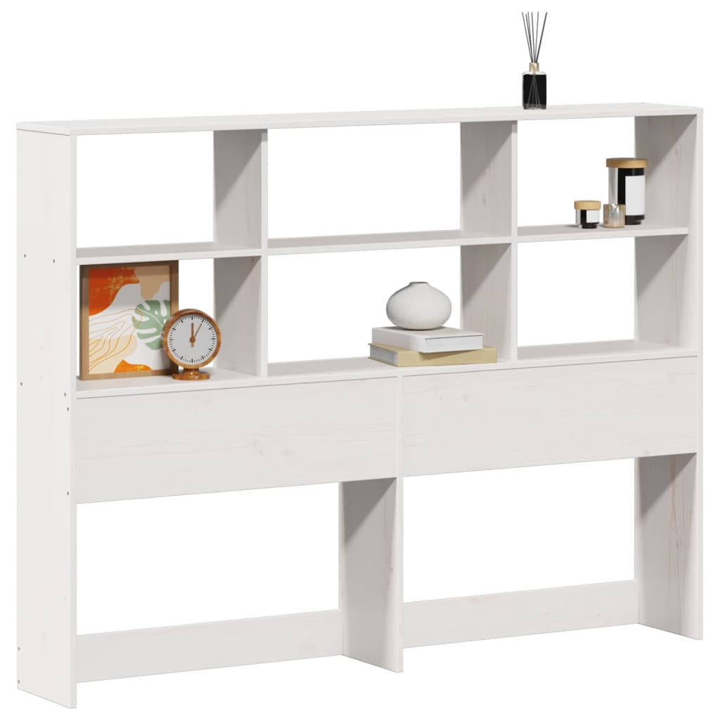 Headboard with Storage White 120 cm Solid Wood Pine