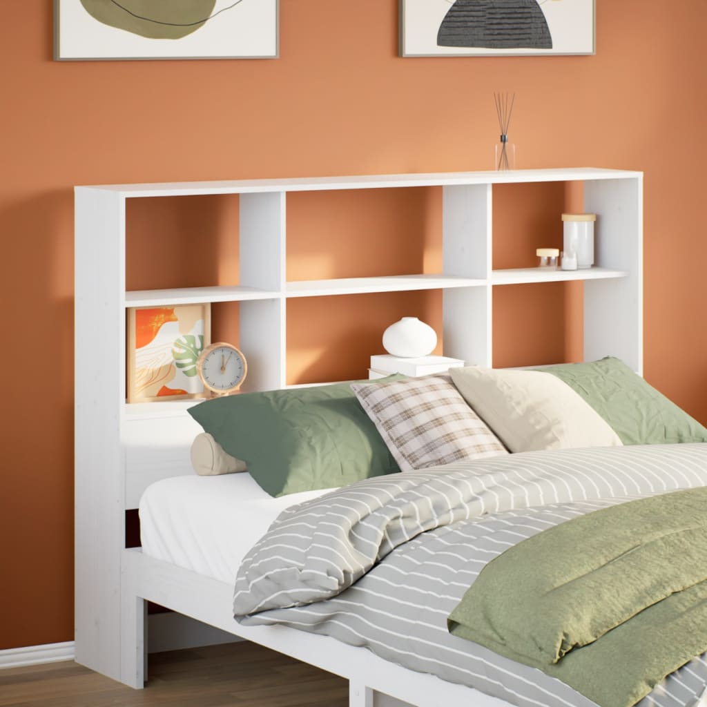 Headboard with Storage White 120 cm Solid Wood Pine