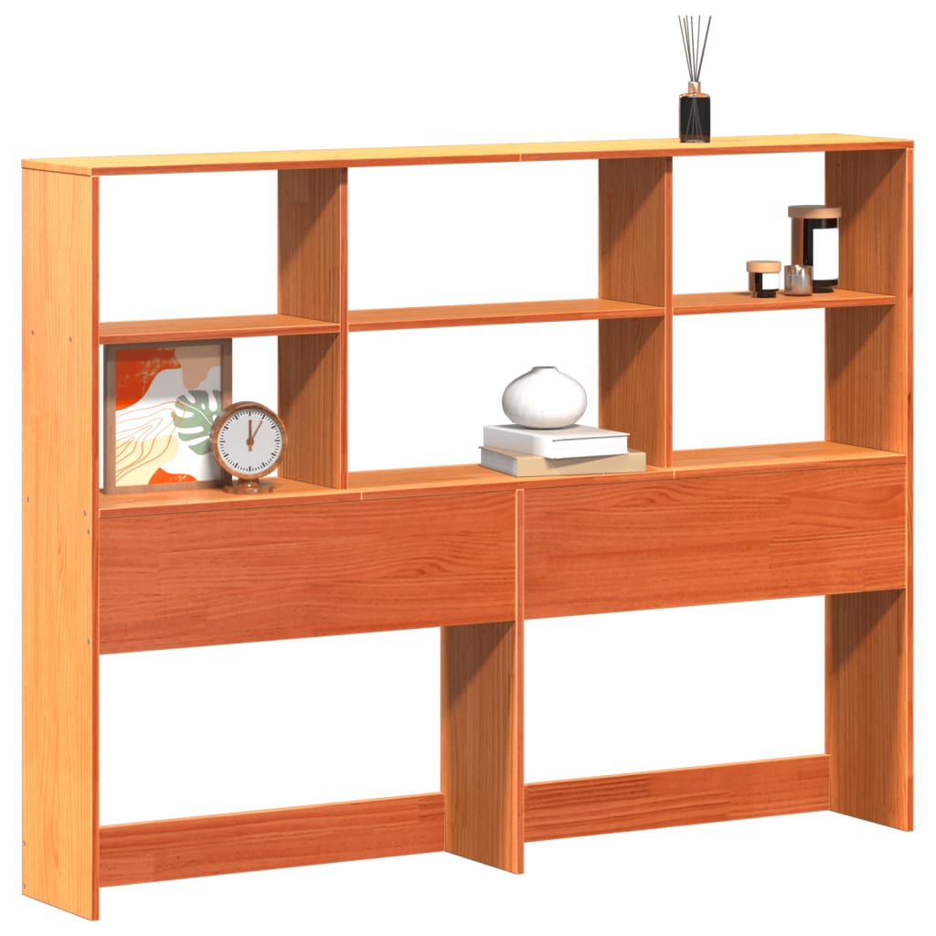 Headboard with Storage Wax Brown 120 cm Solid Wood Pine