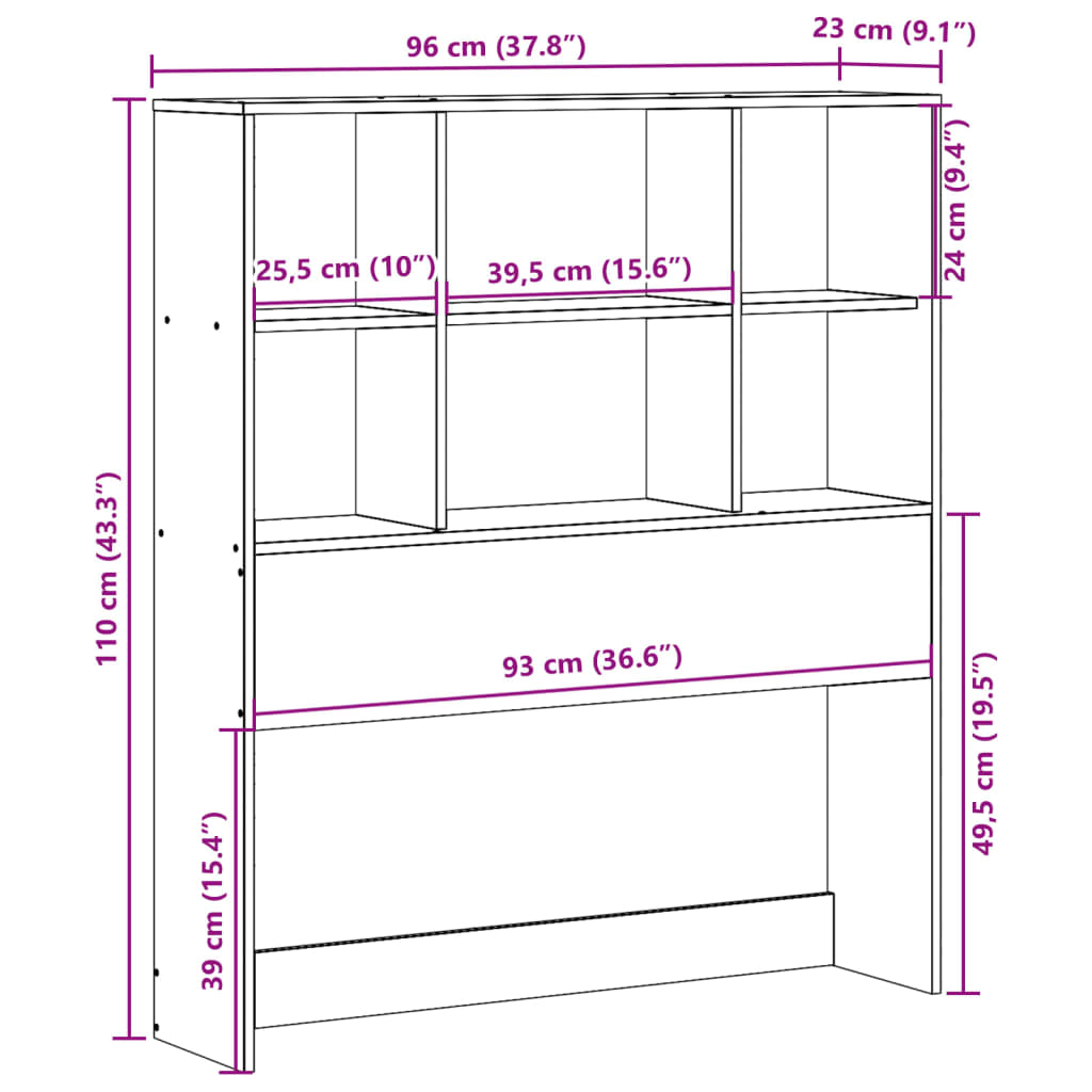 Headboard with Storage 90 cm Solid Wood Pine