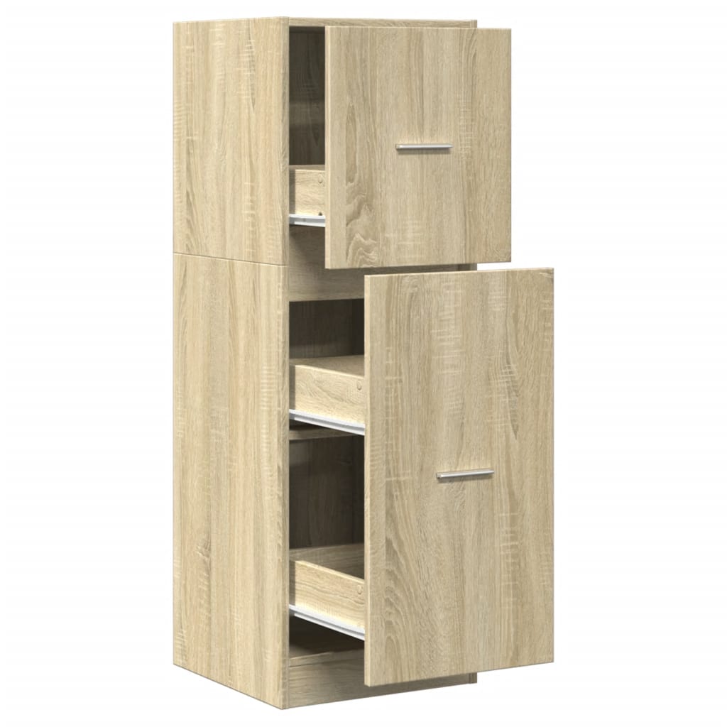 Modern Wooden Apothecary Storage Cabinet Unit With 2 Pull Out Drawers Doors Wood