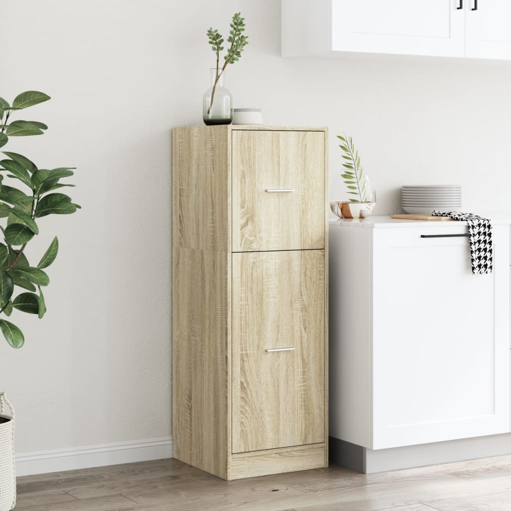 Modern Wooden Apothecary Storage Cabinet Unit With 2 Pull Out Drawers Doors Wood
