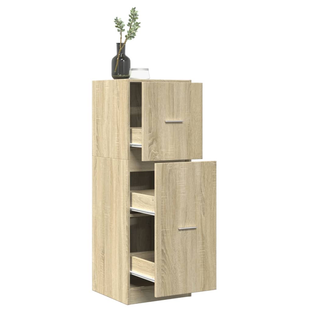 Modern Wooden Apothecary Storage Cabinet Unit With 2 Pull Out Drawers Doors Wood