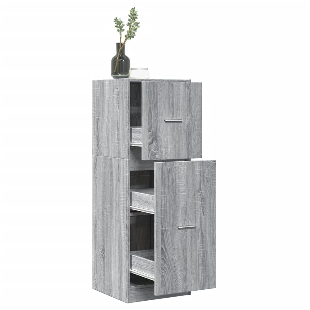 Modern Wooden Apothecary Storage Cabinet Unit With 2 Pull Out Drawers Doors Wood