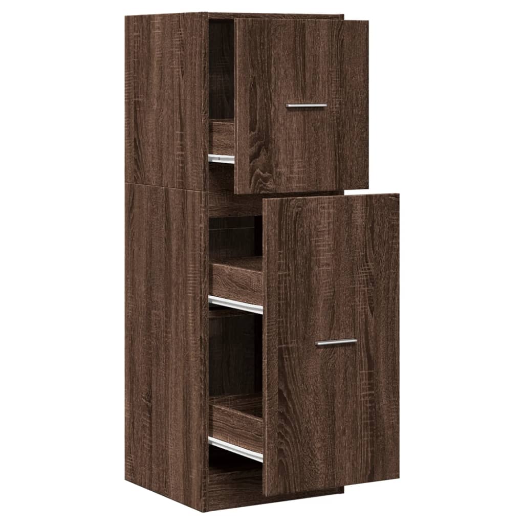 Modern Wooden Apothecary Storage Cabinet Unit With 2 Pull Out Drawers Doors Wood