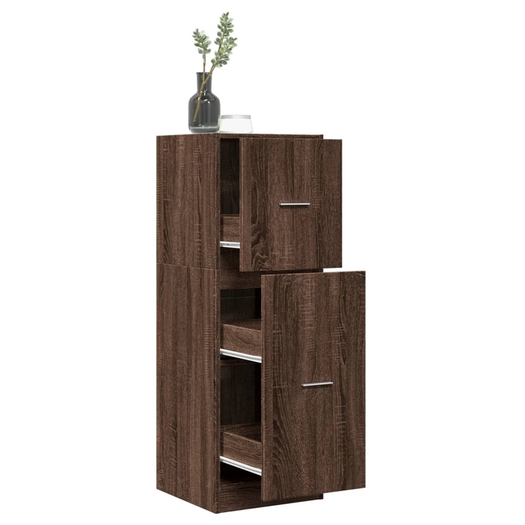 Modern Wooden Apothecary Storage Cabinet Unit With 2 Pull Out Drawers Doors Wood