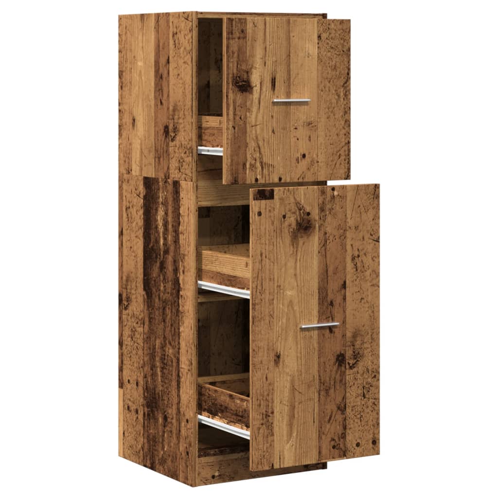 Modern Wooden Apothecary Storage Cabinet Unit With 2 Pull Out Drawers Doors Wood