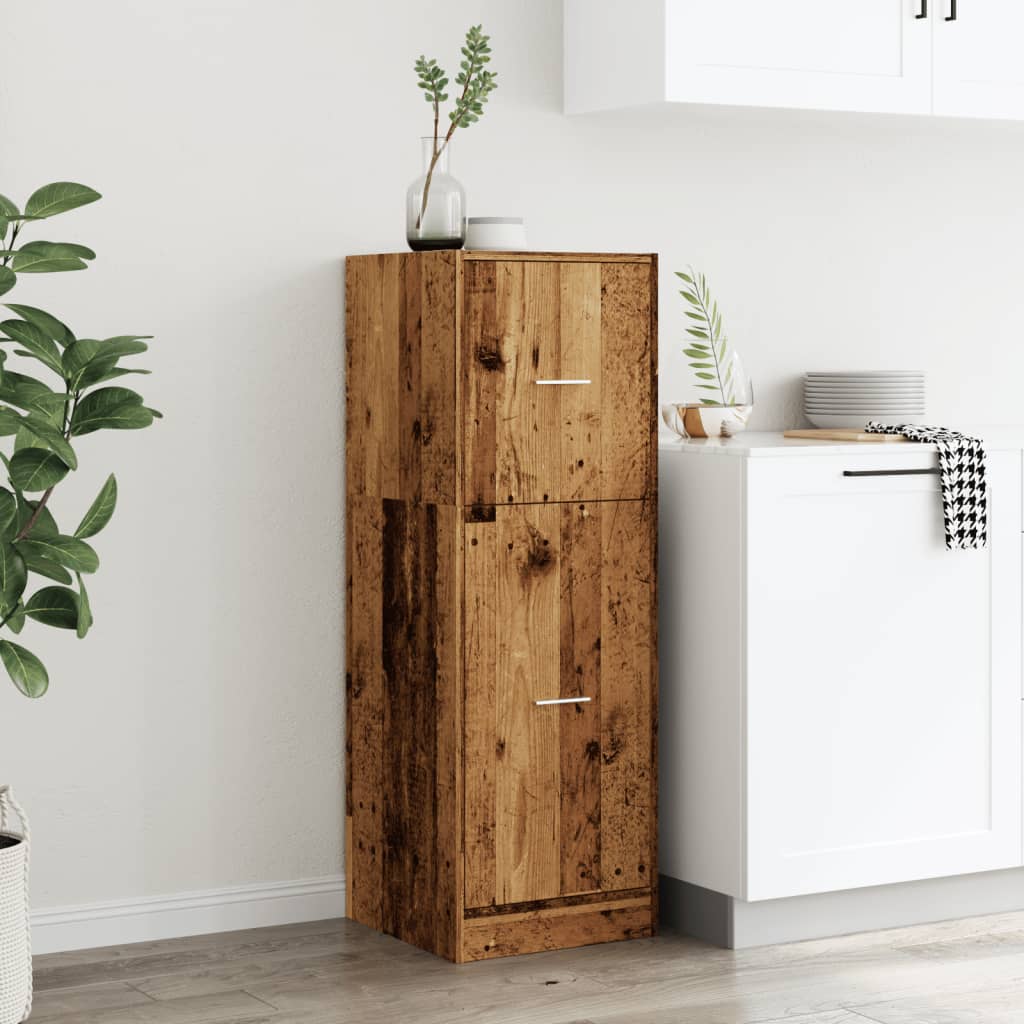 Modern Wooden Apothecary Storage Cabinet Unit With 2 Pull Out Drawers Doors Wood