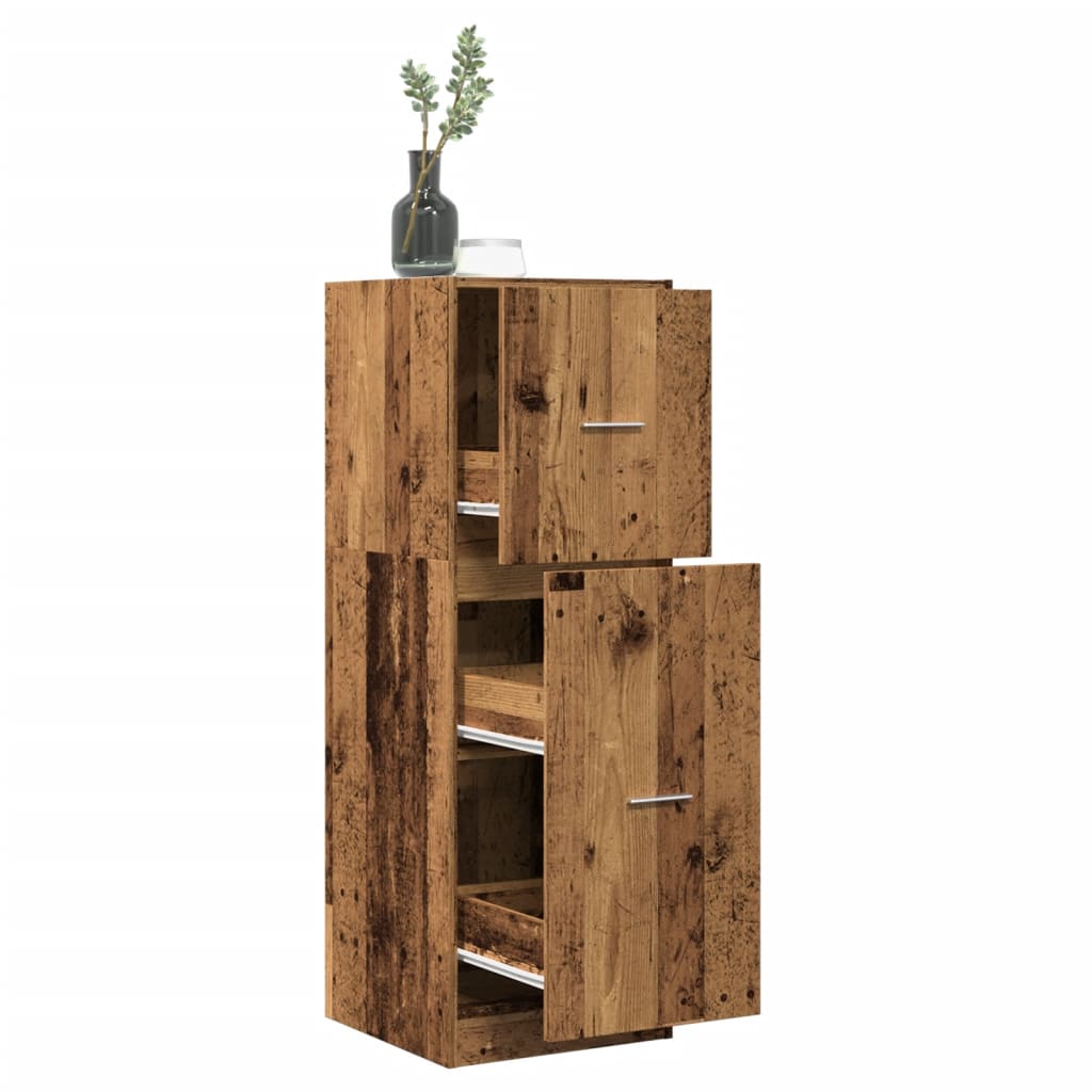 Modern Wooden Apothecary Storage Cabinet Unit With 2 Pull Out Drawers Doors Wood