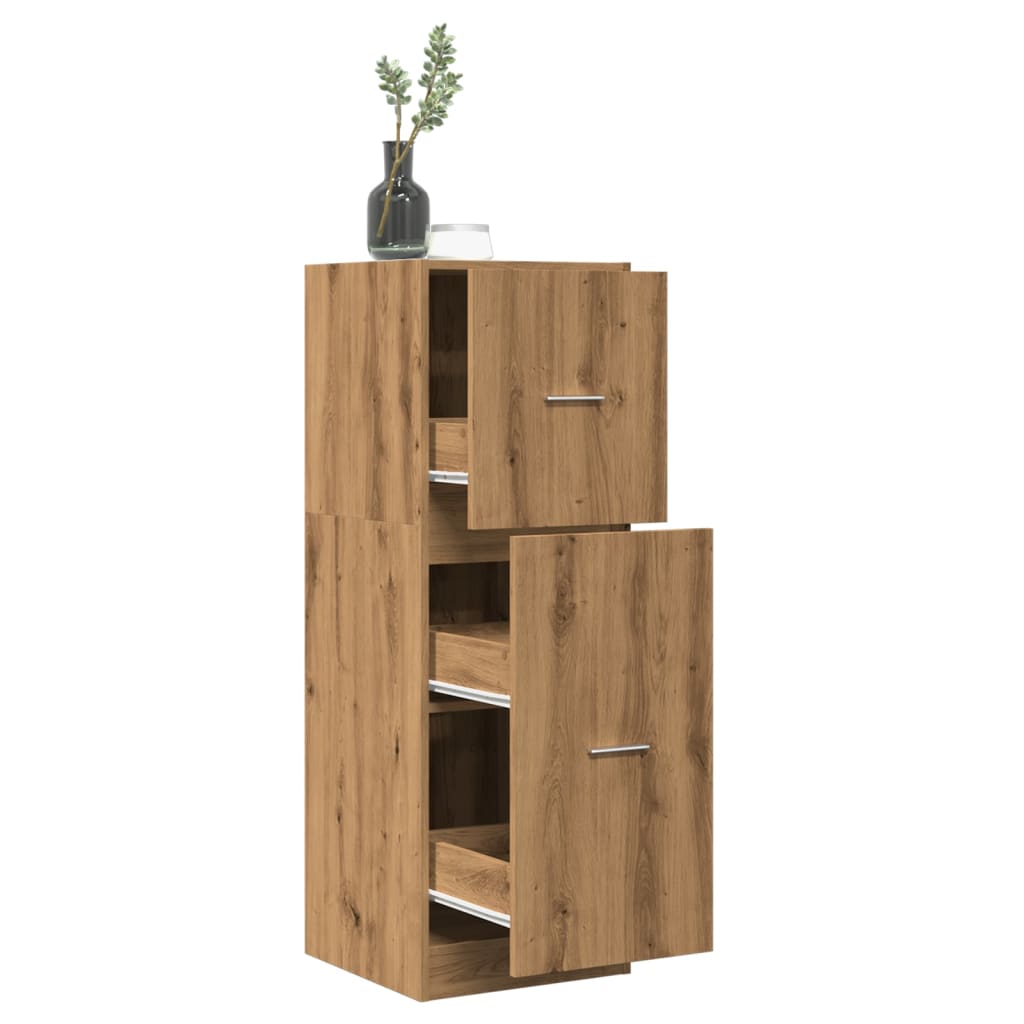 Modern Wooden Apothecary Storage Cabinet Unit With 2 Pull Out Drawers Doors Wood