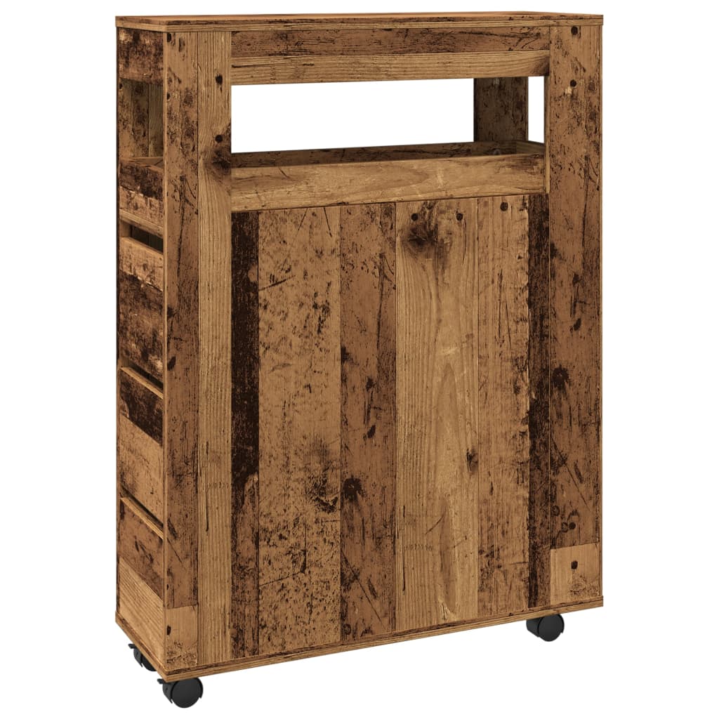 Narrow Bathroom Cabinet with Wheels Old Wood Engineered Wood
