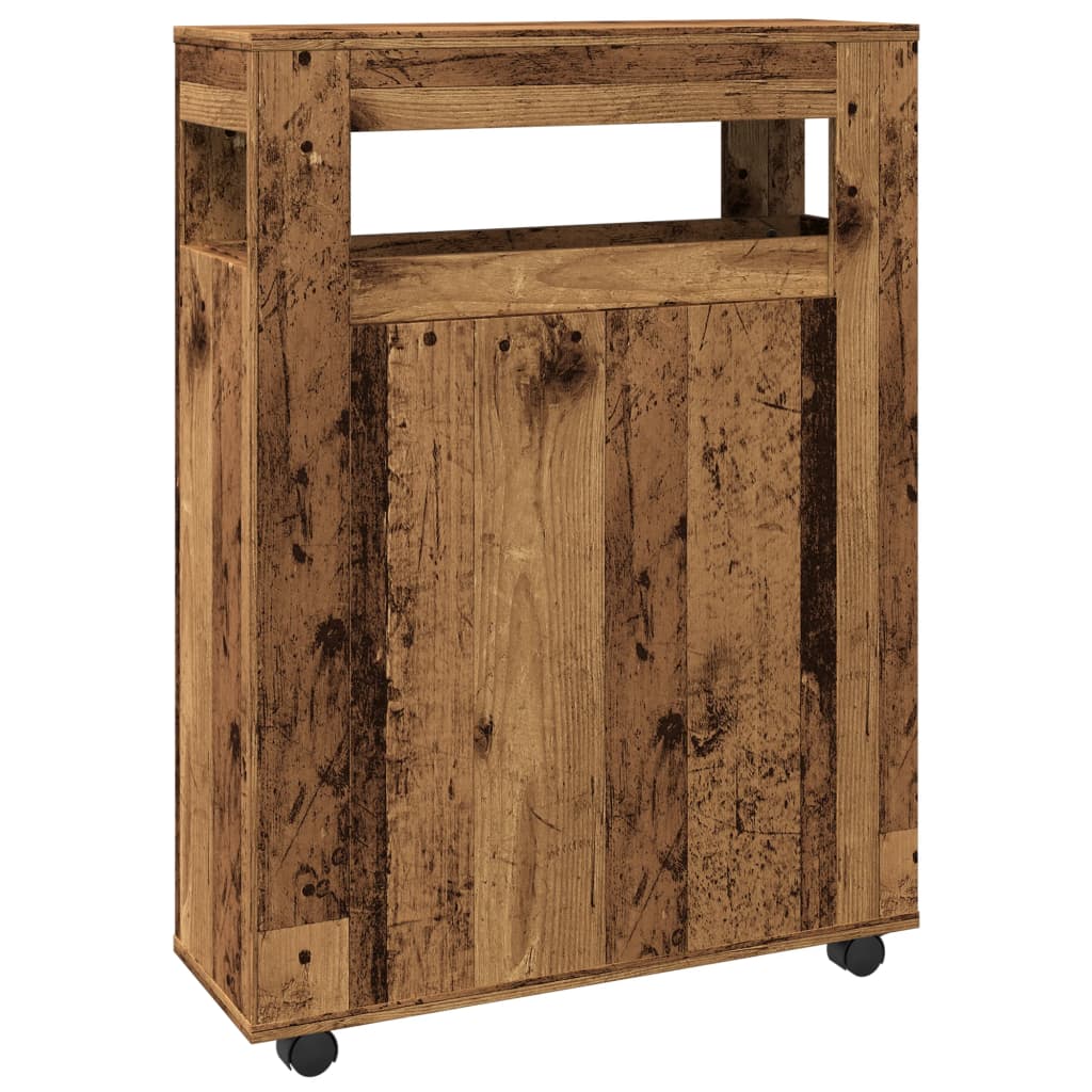 Narrow Bathroom Cabinet with Wheels Old Wood Engineered Wood