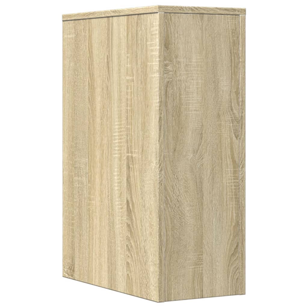 Narrow Bathroom Cupboard with Wheels Sonoma Oak Engineered Wood