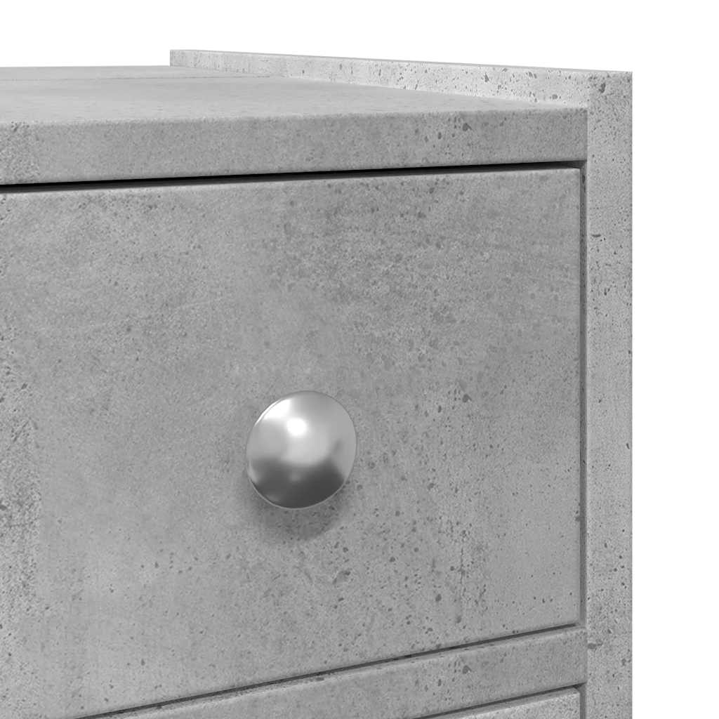 Narrow Bathroom Cupboard with Wheels Concrete Grey Engineered Wood