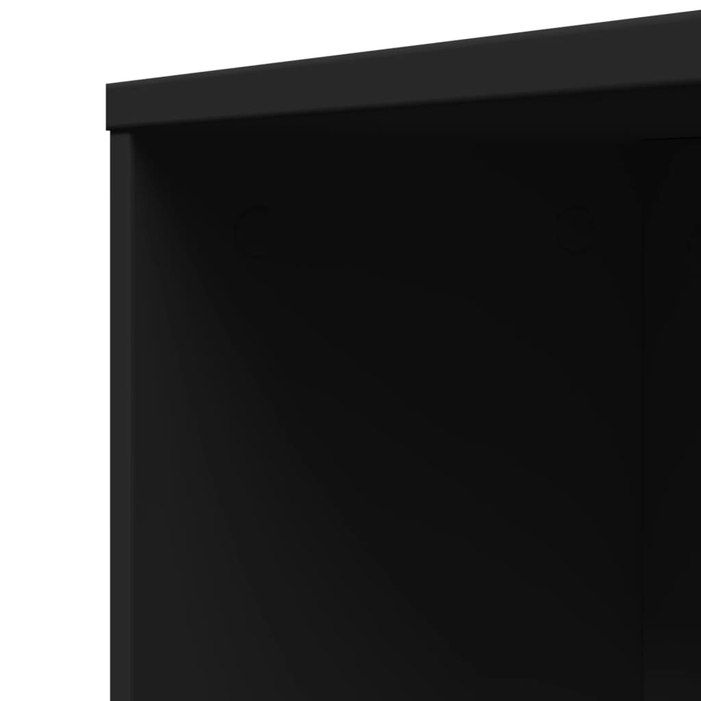 Narrow Bathroom Cupboard with Wheels Black Engineered Wood