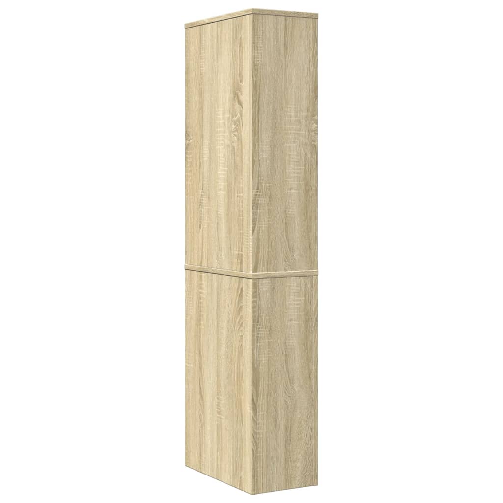 Narrow Bathroom Cupboard with Wheels Sonoma Oak Engineered Wood