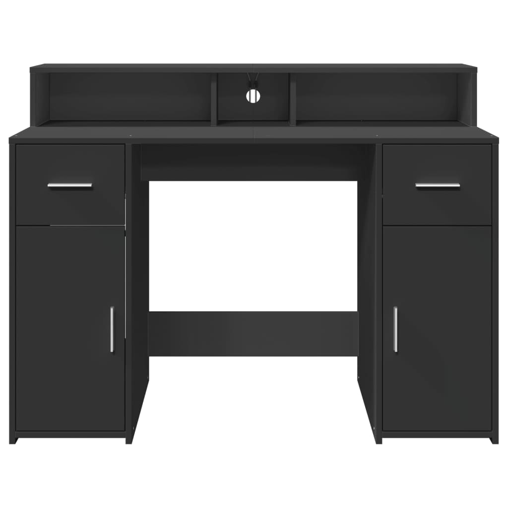 Desk with LED Lights Black 120x55x91 cm Engineered Wood