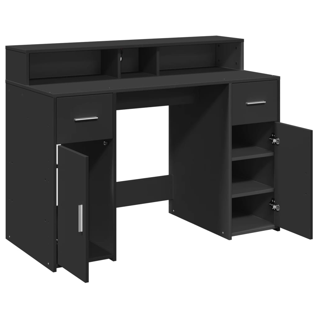 Desk with LED Lights Black 120x55x91 cm Engineered Wood