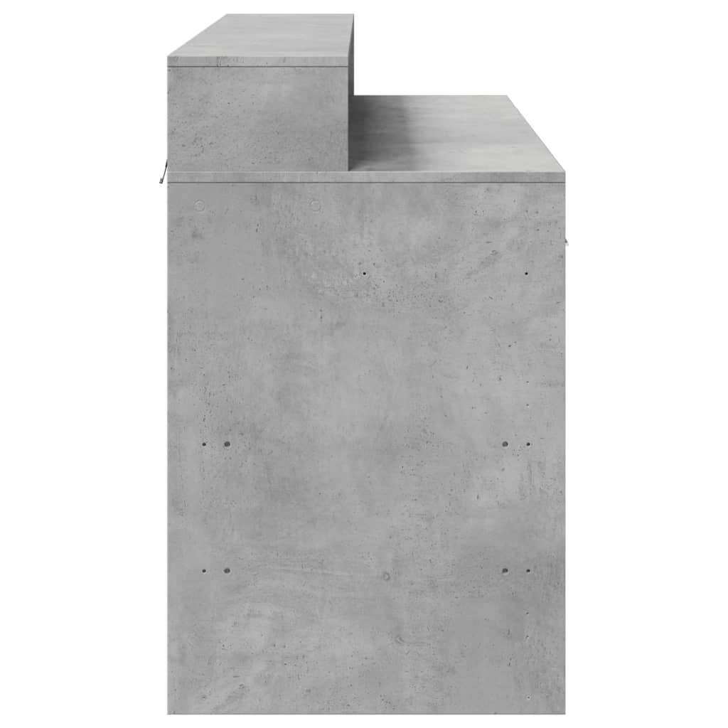 Desk with LED Lights Concrete Grey 120x55x91 cm Engineered Wood