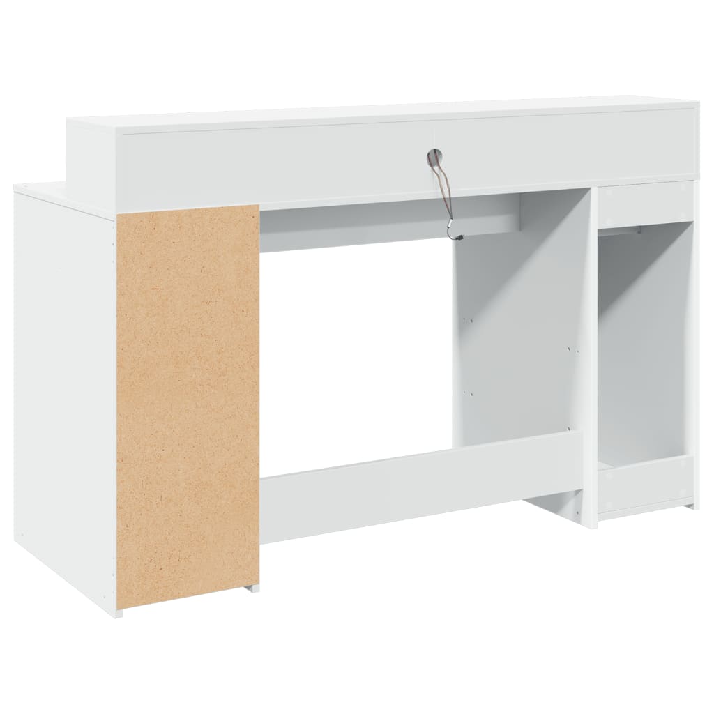 Modern Wooden 140cm Home Office Computer Desk Table With LED Lights Monitor Stand