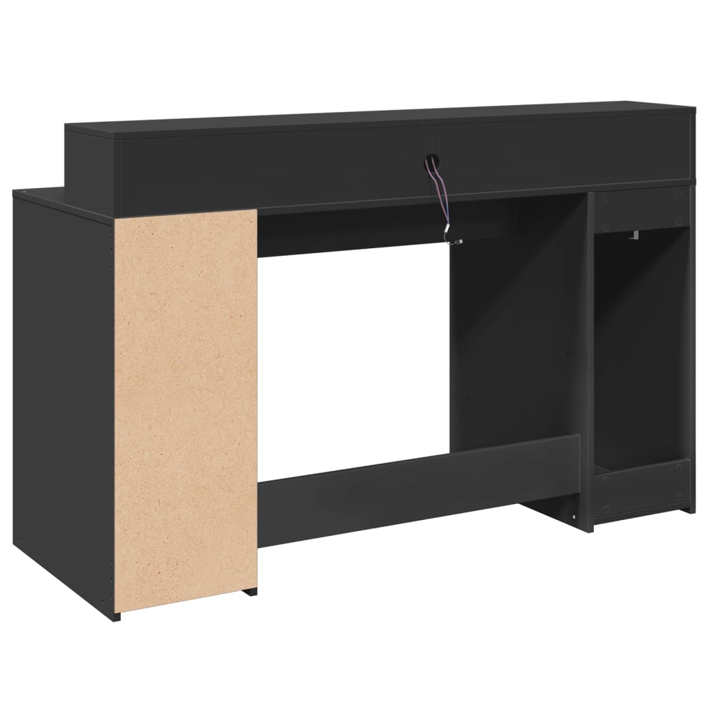 Modern Wooden 140cm Home Office Computer Desk Table With LED Lights Monitor Stand