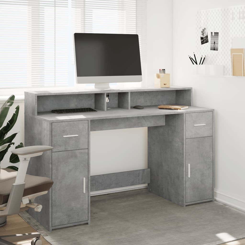 Modern Wooden 140cm Home Office Computer Desk Table With LED Lights Monitor Stand