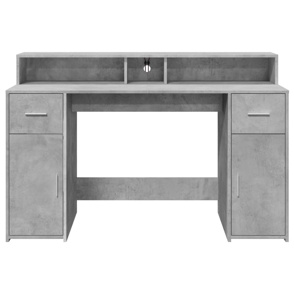 Modern Wooden 140cm Home Office Computer Desk Table With LED Lights Monitor Stand