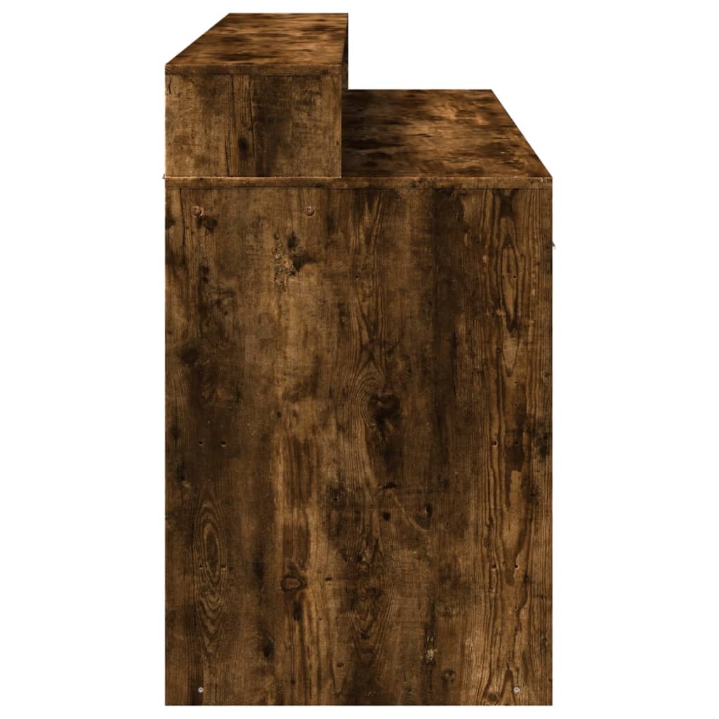 Modern Wooden 140cm Home Office Computer Desk Table With LED Lights Monitor Stand