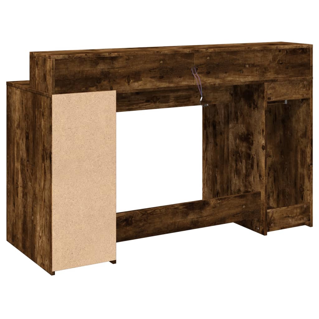 Modern Wooden 140cm Home Office Computer Desk Table With LED Lights Monitor Stand