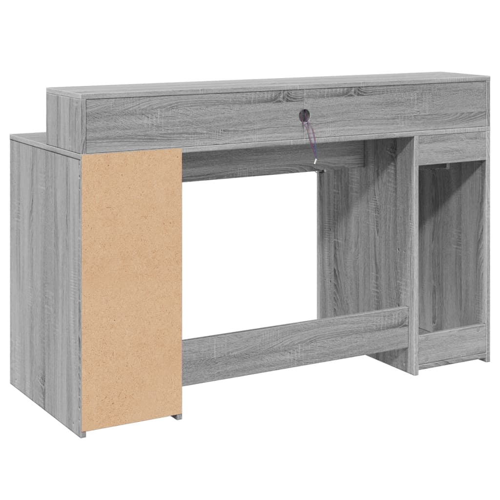 Modern Wooden 140cm Home Office Computer Desk Table With LED Lights Monitor Stand