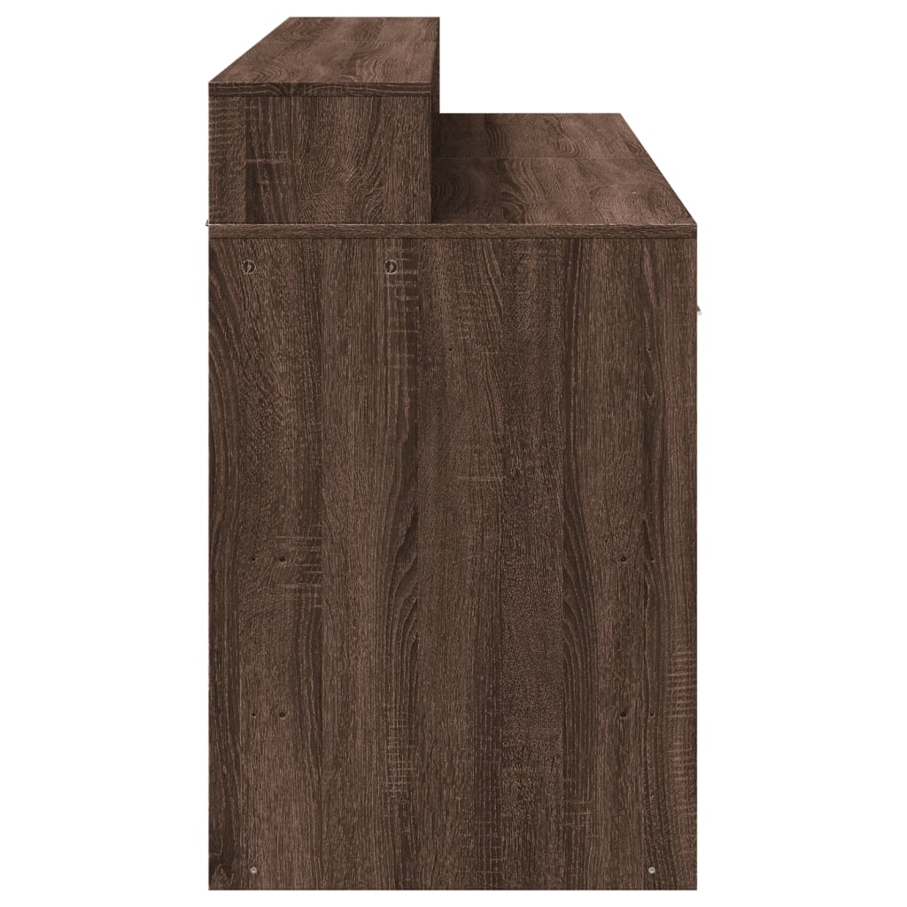 Modern Wooden 140cm Home Office Computer Desk Table With LED Lights Monitor Stand