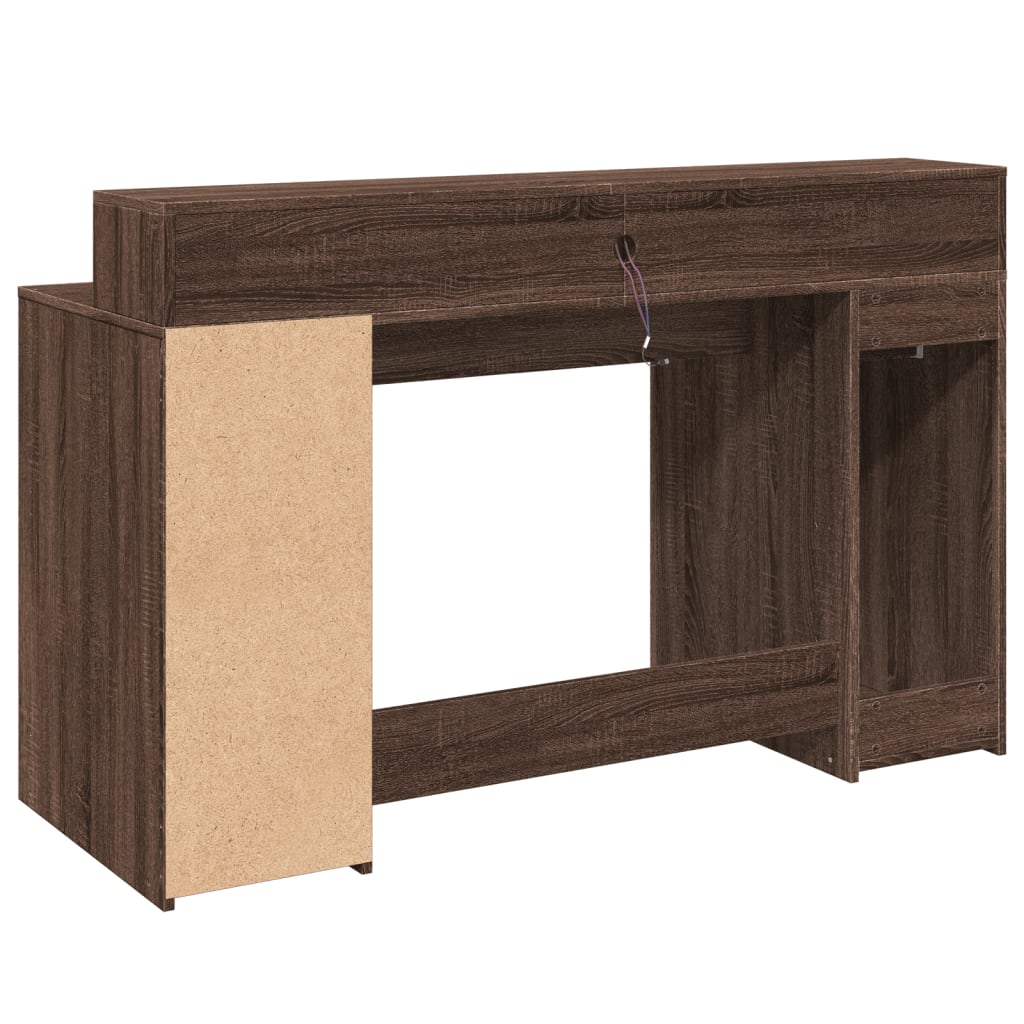 Modern Wooden 140cm Home Office Computer Desk Table With LED Lights Monitor Stand